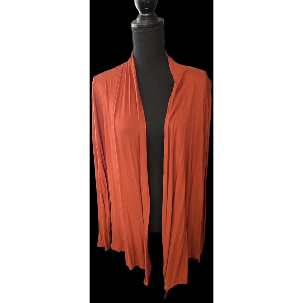 Maurices Cardigan Women's Large Burnt Orange Stretch Asymmetrical Long Sweater